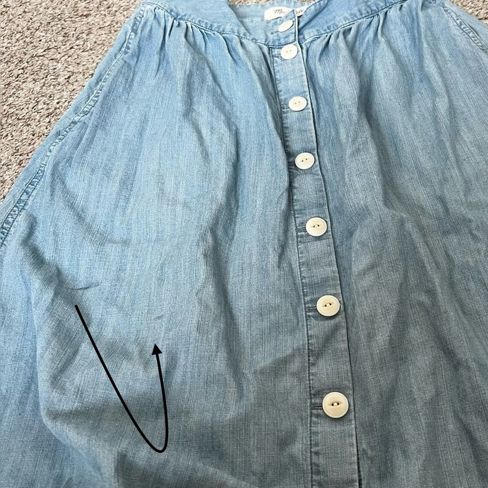 Madewell Light Blue Button-Front A-Line Denim Skirt - Picture 12 of 12